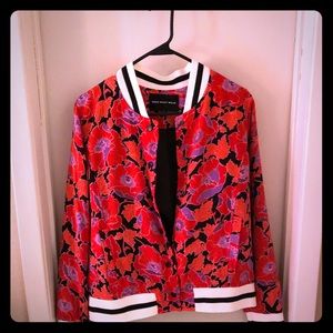 Red and purple floral bomber jacket
